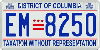 DC license plate EM8250