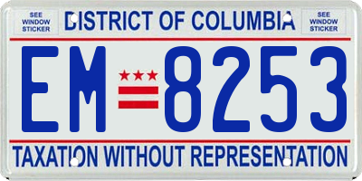 DC license plate EM8253