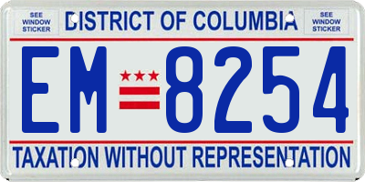 DC license plate EM8254