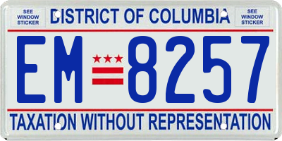 DC license plate EM8257
