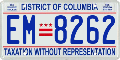 DC license plate EM8262