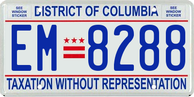 DC license plate EM8288