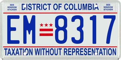 DC license plate EM8317