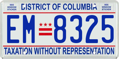 DC license plate EM8325