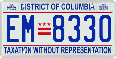 DC license plate EM8330