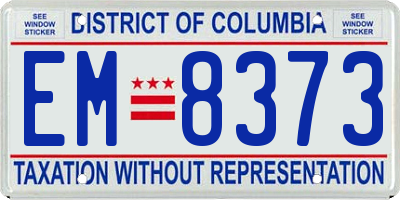 DC license plate EM8373