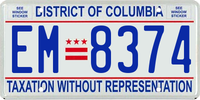 DC license plate EM8374
