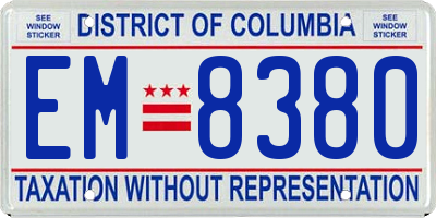 DC license plate EM8380