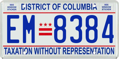 DC license plate EM8384