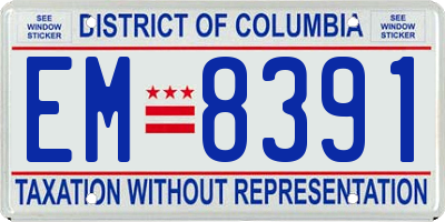 DC license plate EM8391