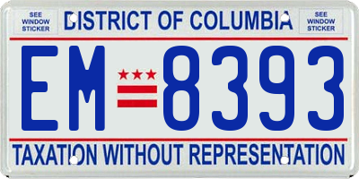 DC license plate EM8393