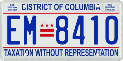 DC license plate EM8410