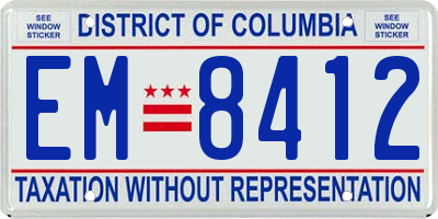 DC license plate EM8412