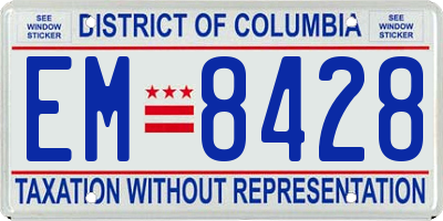 DC license plate EM8428