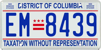 DC license plate EM8439