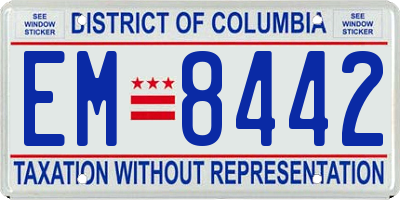 DC license plate EM8442