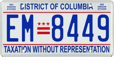 DC license plate EM8449