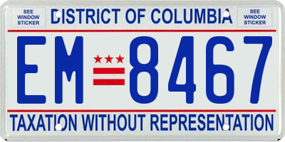 DC license plate EM8467