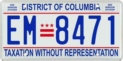 DC license plate EM8471