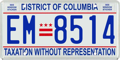 DC license plate EM8514