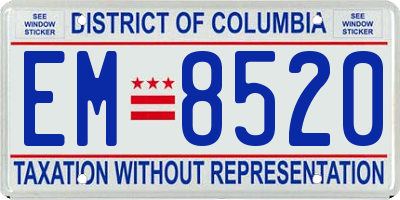 DC license plate EM8520
