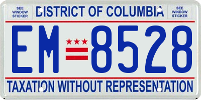 DC license plate EM8528