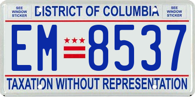 DC license plate EM8537