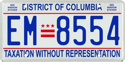 DC license plate EM8554
