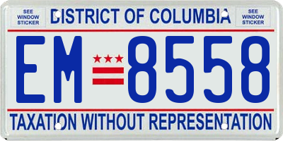 DC license plate EM8558