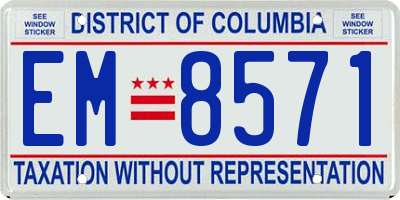 DC license plate EM8571