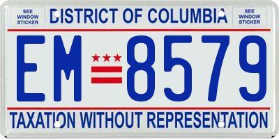 DC license plate EM8579