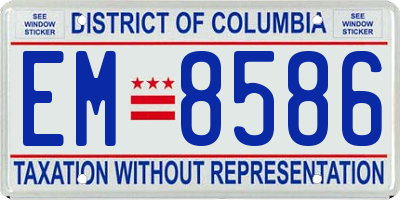 DC license plate EM8586