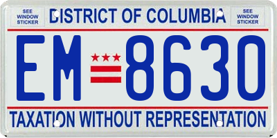 DC license plate EM8630