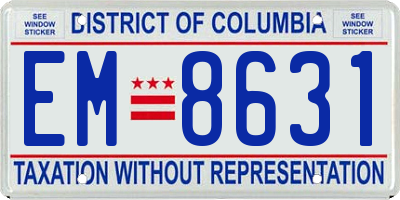 DC license plate EM8631