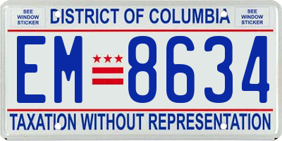 DC license plate EM8634