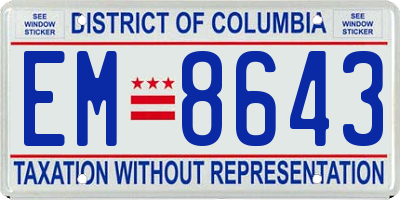 DC license plate EM8643