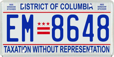 DC license plate EM8648