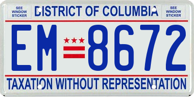 DC license plate EM8672