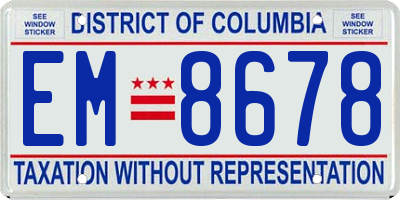DC license plate EM8678