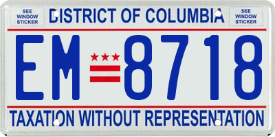 DC license plate EM8718