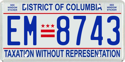 DC license plate EM8743