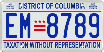 DC license plate EM8789