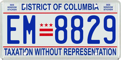 DC license plate EM8829