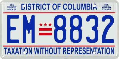DC license plate EM8832