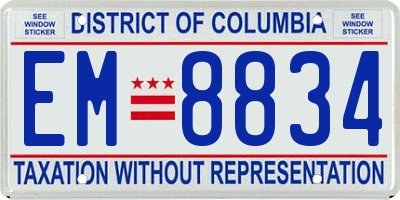 DC license plate EM8834