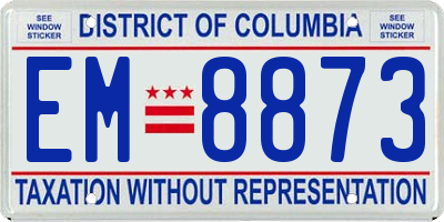 DC license plate EM8873