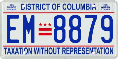 DC license plate EM8879