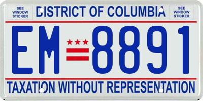 DC license plate EM8891