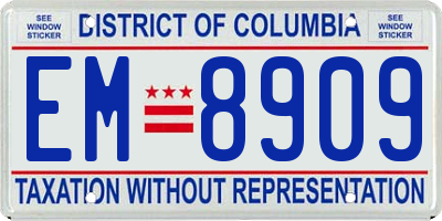 DC license plate EM8909