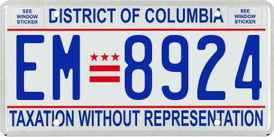 DC license plate EM8924